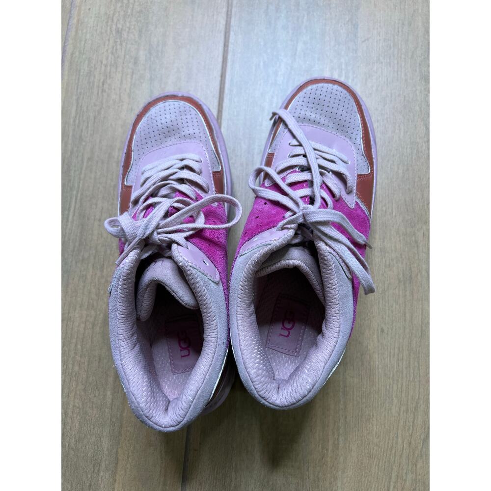 UGG Platform Sneakers Pink Suede Leather Chunky Womens Size 9 - Picture 13 of 16